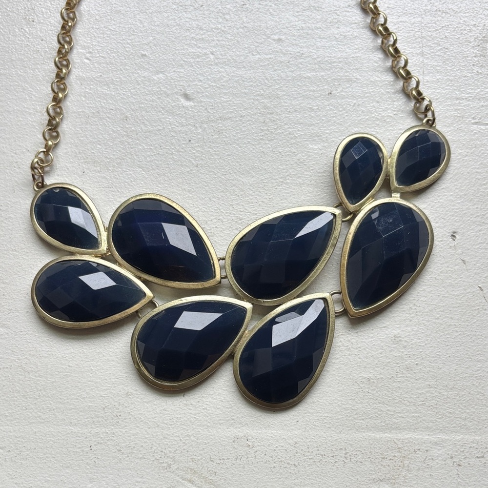 World Market royal blue beveled jeweled necklace